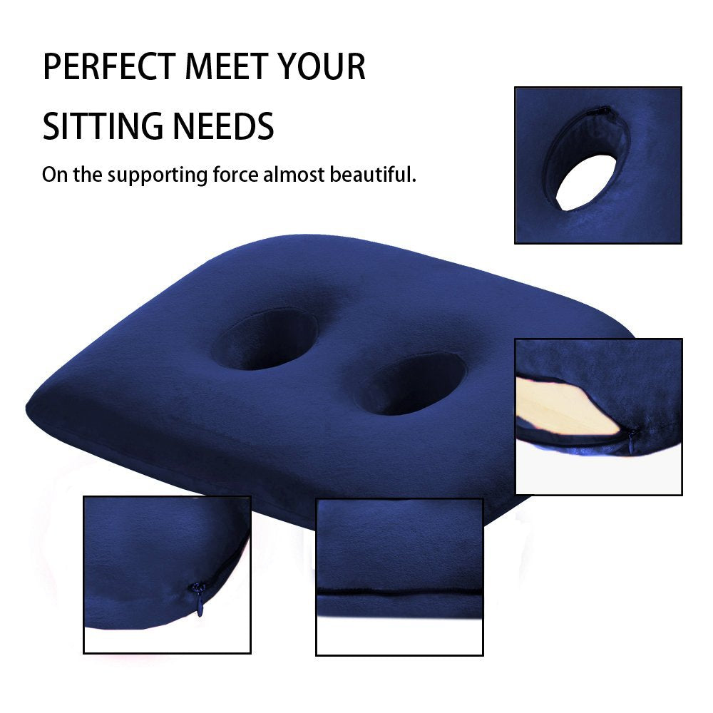 WER Ischial Tuberosity Seat Cushion with Two Holes for Sitting  Bones-Washable & Breathable Cover (Travelling,TV,Reading,Home,Office,Car)  43*36*8/6cm Grey by WER - Shop Online for Homeware in Turkey