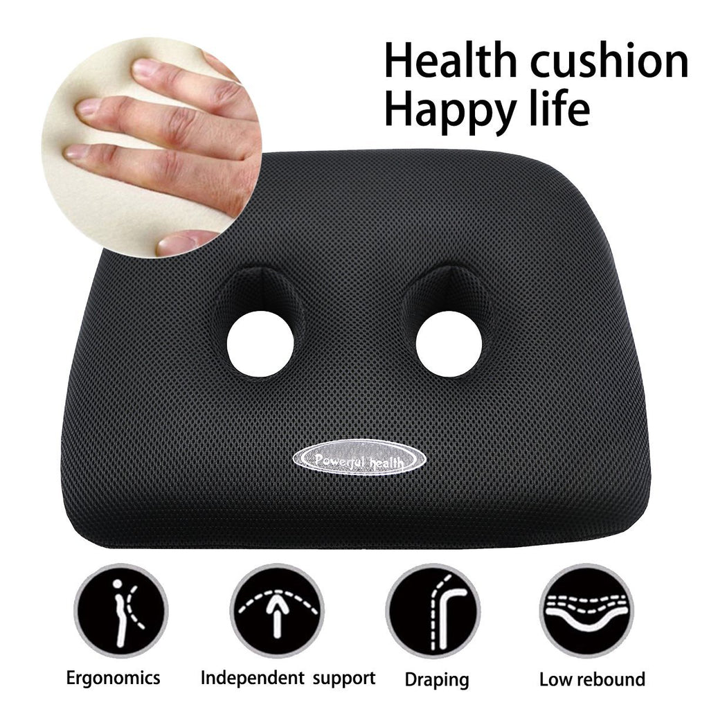 Memory Foam Sit Bone Relief Cushion With Two Holes For Butt, Lower
