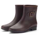 Women Rain Boots Middle Overshoes Rain Snow Watering Shoes with Decoration Buckle - www.wowseastore.com