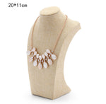 Beige Linen Necklace Bust Jewelry Display Stand - www.wowseastore.com