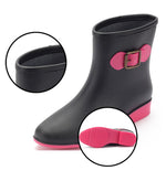 Women Rain Boots Middle Overshoes Rain Snow Watering Shoes with Decoration Buckle - www.wowseastore.com