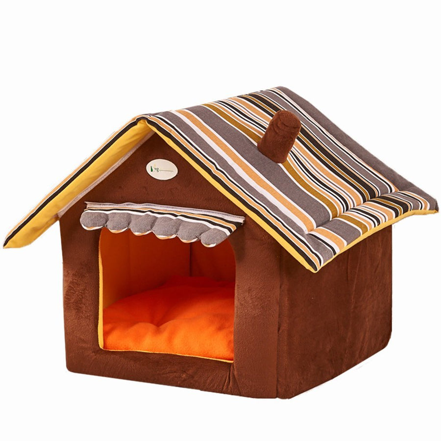 Soft Dog Cat Pet House Folding Indoor Dog House Triangle Roof Pet Bed - www.wowseastore.com