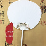 Round Blank Paper Handheld Folded Fan Home Office DIY Decor(12pcs) - www.wowseastore.com