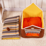 Soft Dog Cat Pet House Folding Indoor Dog House Triangle Roof Pet Bed - www.wowseastore.com