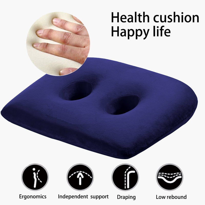 Blue Ischial Tuberosity Seat Cushion with Two Holes for Sitting  (Travelling,TV,Reading,Home,Office,Car) –